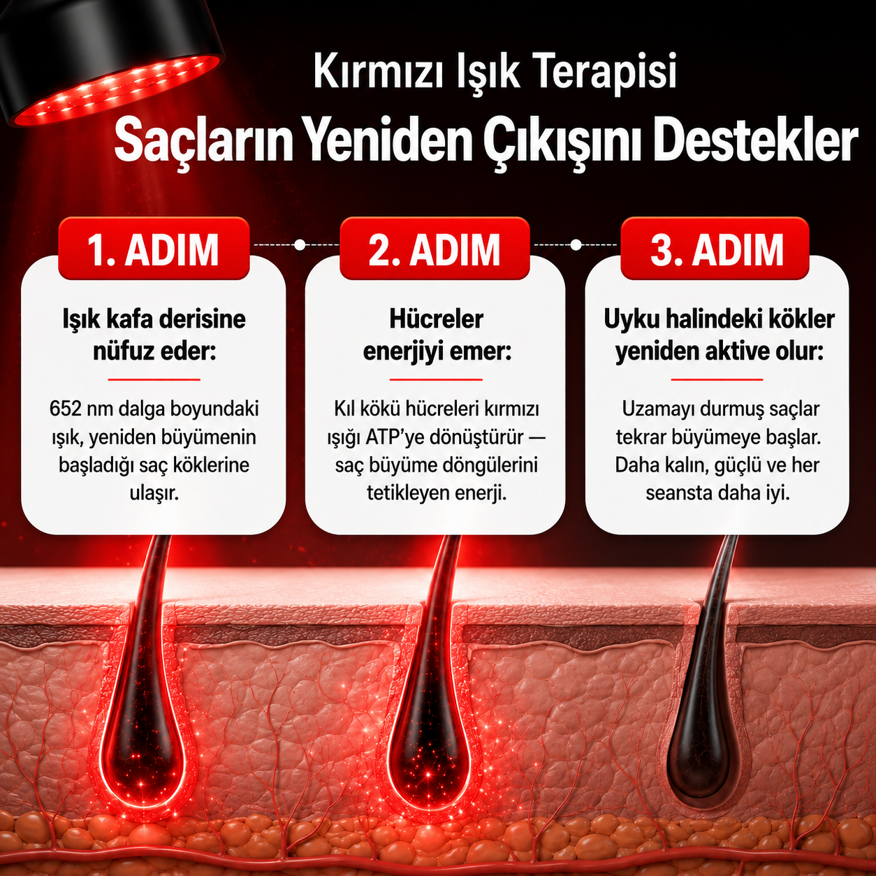 Kırmızı Işık Terapi Şapkası